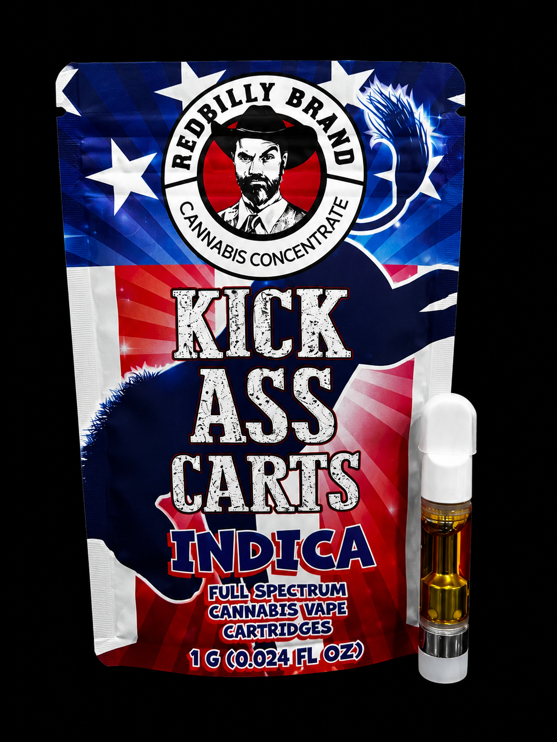 Kickass Carts Kick Ass Indica Full Spectrum Vape Cartridge